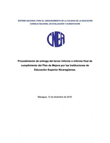 Procedimiento de Entrega del Tercer Informe del Plan de Mejora